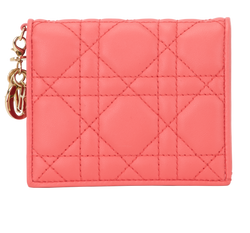 Christian Dior Mini Lady Dior Gardenia Wallet,Lmbsk,Coral,97-MA-0224,DB,2*